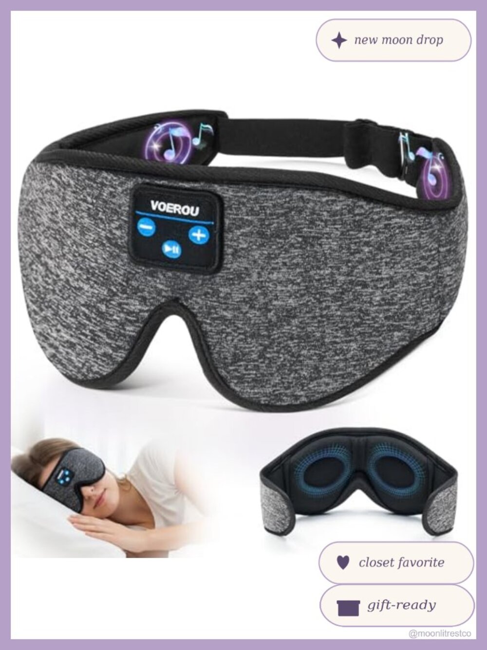 Bluetooth 5.4 Sleep Headphones Mask 3 in 1 Wireless Eye Mask for Sleeping